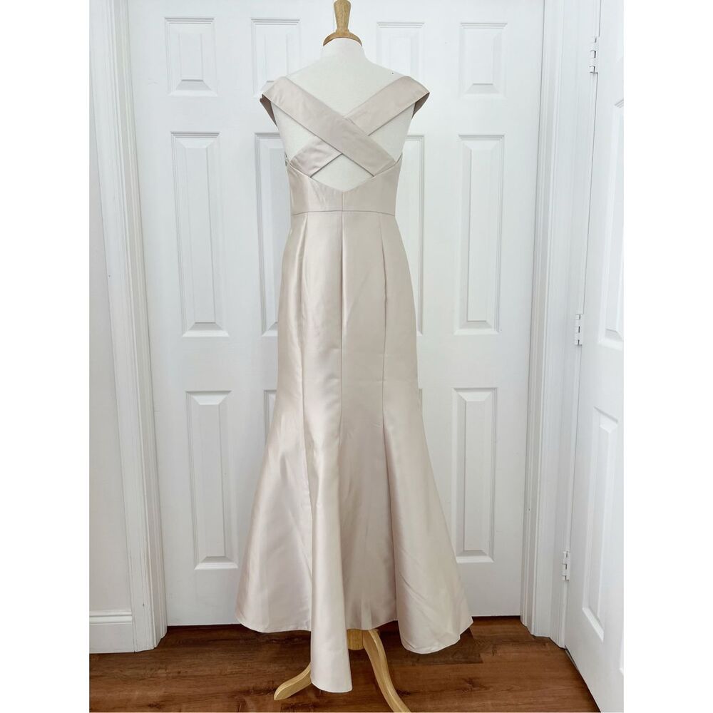ALFRED SUNG Ivory Off-Shoulder Satin Maxi Dress - Picture 5 of 8
